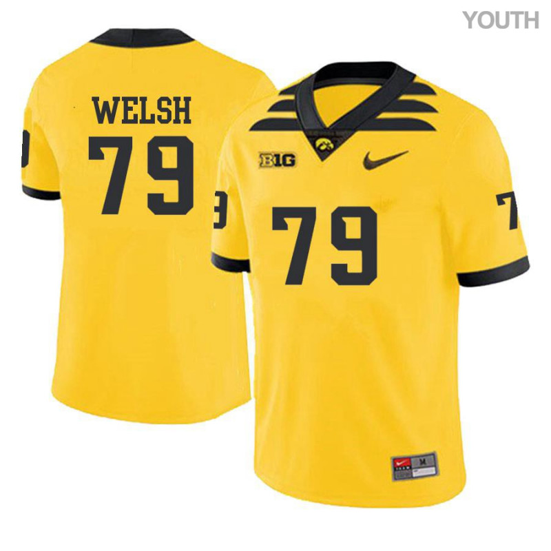 Youth Iowa Hawkeyes NCAA #79 Sean Welsh Yellow Authentic Nike Alumni Stitched College Football Jersey HZ34F12JR